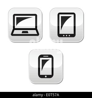 Laptop, tablet, smarthone vecor buttons set Stock Vector