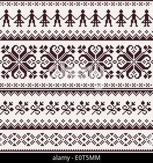 Nordic seamless winter knitted brown pattern Stock Vector
