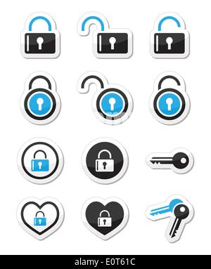 Padlock, key, account vector icons set Stock Vector