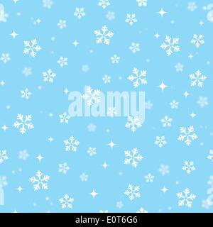 Snowflakes on blue sky - Christmas seamless background  Xmas pattern - winter seamless background Stock Vector