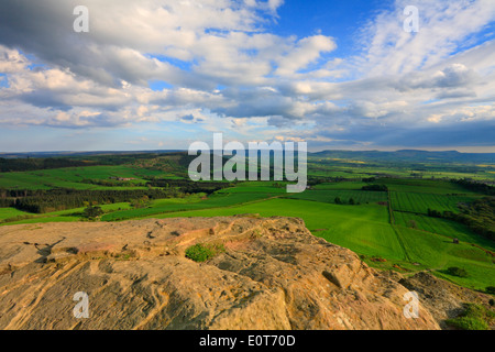 View from Roseberry Topping on the Cleveland Way towards Easby Moor and Cleveland Hills, North Yorkshire, North York Moors National Park, England, UK. Stock Photo