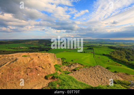 View from Roseberry Topping on the Cleveland Way towards Easby Moor and Cleveland Hills, North Yorkshire, North York Moors National Park, England, UK. Stock Photo