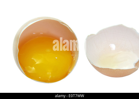 Broken egg shell isolated on a white background. Stock Photo