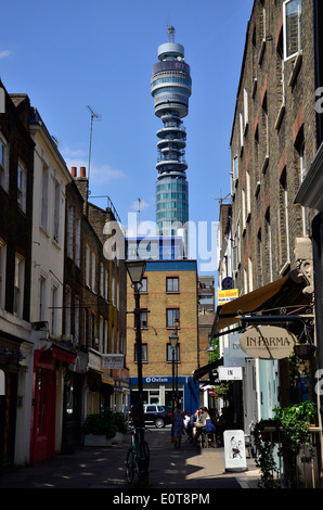 The BT Post Office Tower as seen from Rathbone Street, London, England Stock Photo