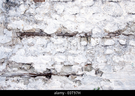 Decayed  whitewashed wall Stock Photo