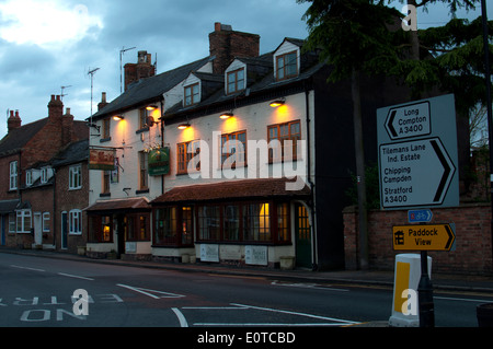 The Coach and Horses pub at dusk, Shipston on Stour, Warwickshire, England, UK Stock Photo