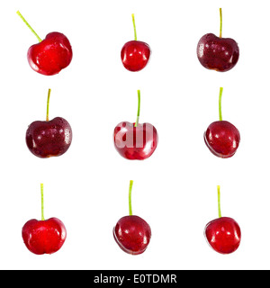 Ripe cherries, isolated on a white background, close up. Stock Photo