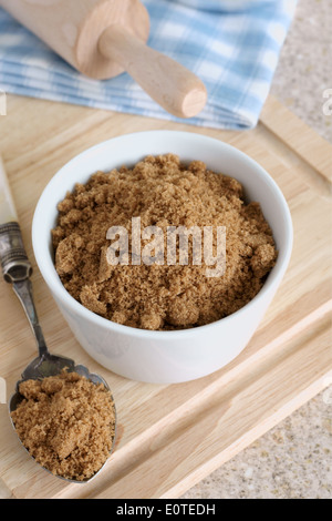 Light Muscovado Sugar an unrefined organic brown sugar with a molasses flavor from Mauritius Stock Photo