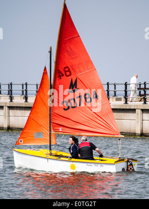 Dinghy racing with the West Cheshire Sailing Club on New Brighton marine lake. Stock Photo
