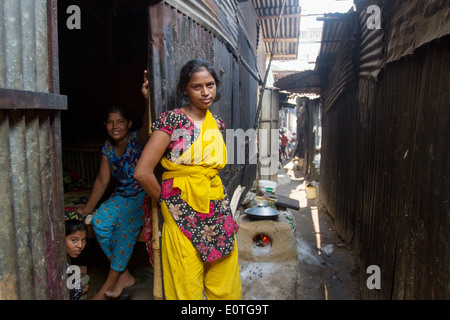 Bangladeshi people in shanty part of Dhaka living in extreme poverty. Stock Photo