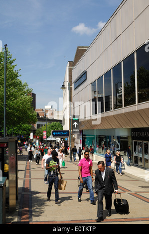 Luton town centre showing shops & pedestrians Stock Photo