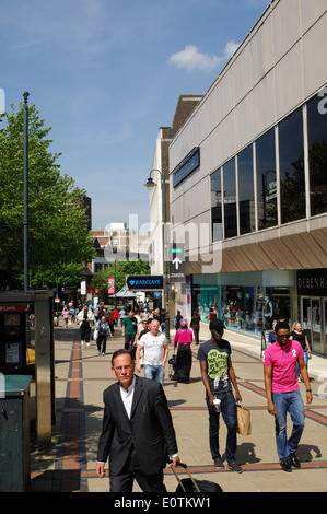 Luton town centre showing shops & pedestrians Stock Photo