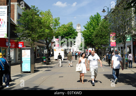 Luton town centre showing shops & pedestrians Stock Photo