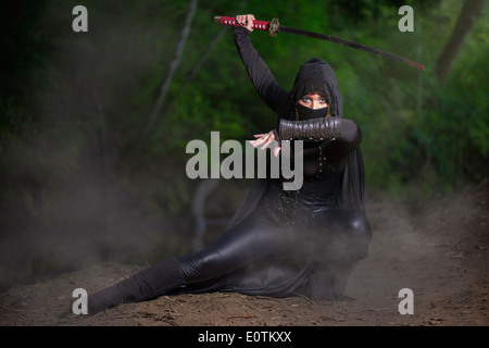 Young female ninja warrior Stock Photo