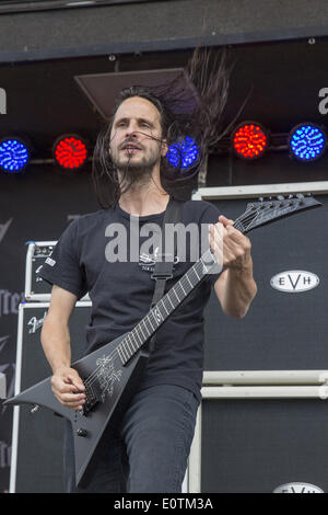 Columbus, Ohio, USA. 18th May, 2014. Guitarist CHRISTIAN ANDREU of Gojira performs live at Rock on the Range music festival in Columbus, Ohio © Daniel DeSlover/ZUMAPRESS.com/Alamy Live News Stock Photo