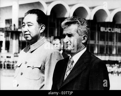 Hua Guofeng with President Nicolae Ceausescu Stock Photo