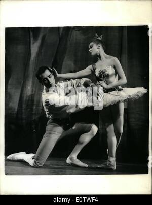 Aug. 08, 1960 - Rehearsing for ''the princess'' . rehearsals were held today for introduction f medical's first international musical love story ''The princess'' , which opens at the stand theater on august 23rd. As in it's original production the leading and title role is taken by prime ballerina Violette very, who has opposite her Pierre lacotte from the Paris opera. America's first ''Baby Ballerina'', 12-years-old Claudia cravey portrays the princess in her early youth. photo shows Violette verdy and Pierre lacotte, seen dancing together during today's rehearsal. Stock Photo