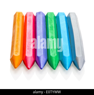 Pearl wax crayons on a white background, isolated. Stock Photo