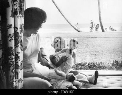 First Lady Jackie Kennedy and daughter Caroline Stock Photo