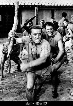 Actor Kirk Douglas in a scene from 'Spartacus' Stock Photo