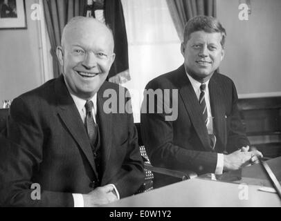 Presidents John F. Kennedy and Dwight D. Eisenhower Stock Photo