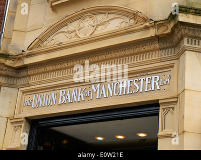 The Union Bank of Manchester building now Bank Fashion store in Bridge Street Underbank in Stockport UK Stock Photo