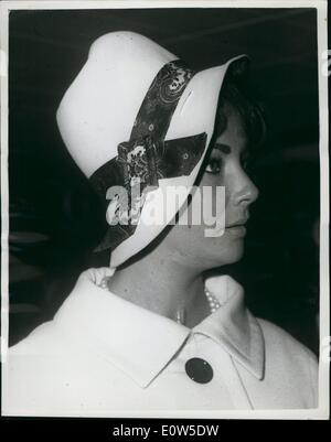 Jul. 07, 1961 - Liz Taylor leaves for Moscow film festival: Cine actress Elizabeth Taylor and her husband Eddy Fisher this morning flew from London Airport to Moscow where they will attend the film Festival. Photo Shows Close up of Liz Taylor; the car visible on her throat resulted from her recent operation. Stock Photo