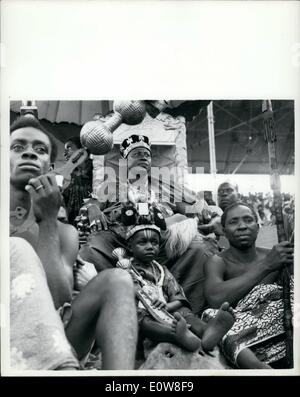 Nov. 11, 1961 - The Royal tour of China- the Queen Greets tribal chiefs in Ara.: Photo shows This young ''warrior'' wearing his exotic headgear sits among the tribal chiefs who gathered at China airport to greet the Queen at the start of her West African Tour. Stock Photo