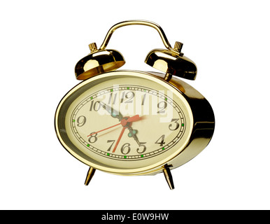 Alarm clock in a retro style on a white background, isolated Stock Photo