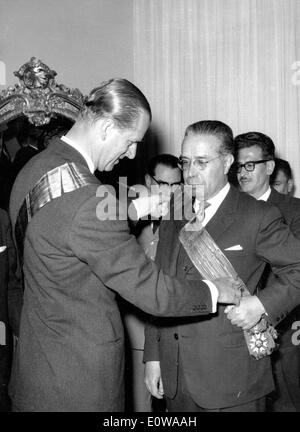 Prince Philip honors President Victor Paz Estenssoro Stock Photo