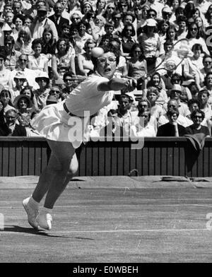 Tennis player Billie Jean King during match Stock Photo