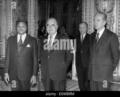 Georges Pompidou visits with Wilfred de Souza Stock Photo