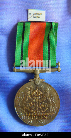 World War Two British Service Medals UK The Defence Medal and ribbon Stock Photo