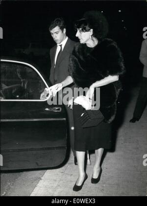 Oct. 10, 1962 - Last night big performance at palazzo dello sport rue of moisseiev's ballet present many actors actress and political personalities photo shows Anna magnani and her son Luca. Stock Photo