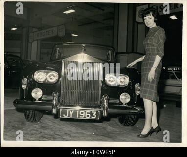 Oct. 10, 1962 - New Rolls Royce At Motor Shows: The Rolls Royce Silver Cloud III will be on show at the annual motor show opening at Earls Court, London tomorrow. Priced at 11,000, it is the first Rolls Royce to incorporate double-headlamps. Fitted are a refrigerator and television set. Picture Shows: The new Rolls Royce Silver Cloud III pictured today. Stock Photo