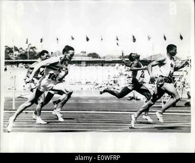 Nov. 11, 1962 - Canadian wins 100 yards: Photo shows Harry Jerome of Canada winning the 1st heat of the Men' s 100 yards at the Stock Photo