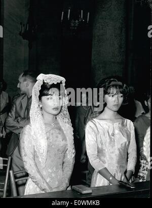 Sep. 09, 1963 - Madame Ngo Dinh Nhu of South Viet Nam, and her daughter,m are in Rome, for little stay, in route to Paris New York. Photo Shows Madame and Mille Nu in the St. Grisogono Church, during the Holy Mass. Stock Photo