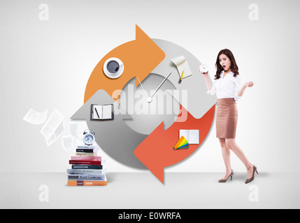 a woman with a lot of work Stock Photo