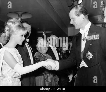 Actress Britt Ekland meets Prince Philip Stock Photo