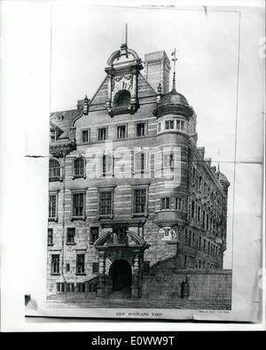 May 05, 1964 - Police to move from Scotland Yard; Details are being announced of a move by the Metropolitan Police from their famous headquarters in New Scotland Yard in London, where they have been since 1890. Their new headquarters will be larger, and probably situated on the South side of the Thames. Photo Shows A view of new police offices on the Victoria Embankment in June 1890. Stock Photo