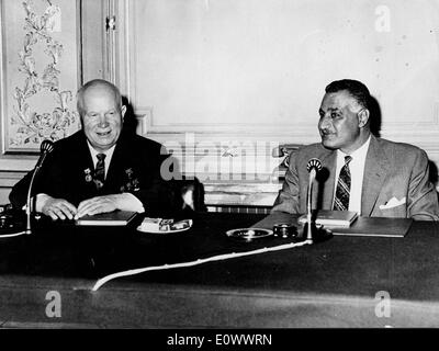 Nikita Khrushchev and Gamal Abdel Nasser at the Kubbeh Palace Stock Photo