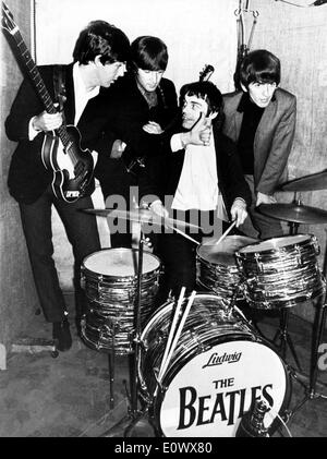 The Beatles on stage - with drummer Jimmie Nicol replacing Ringo Starr ...