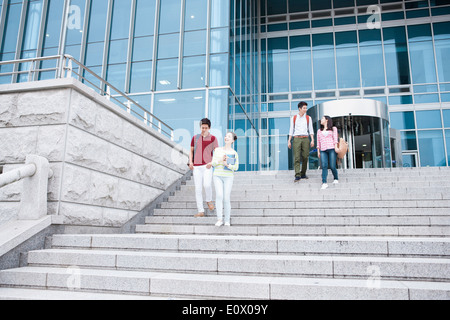 students walking down the stairs Stock Photo