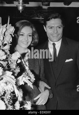 Nov. 13, 1964 - Paris, France - Actress MICHELLE MERCIER and co-star actor MARCELLO MASTROIANNI acting in a scene from the film, 'Casanova '70.' Stock Photo