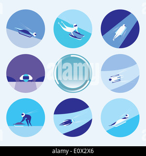 a set of logos for winter sports Stock Photo