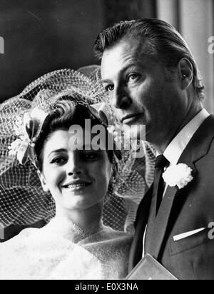 Actor Lex Barker marrying former Miss Spain Maria Geneva Stock Photo