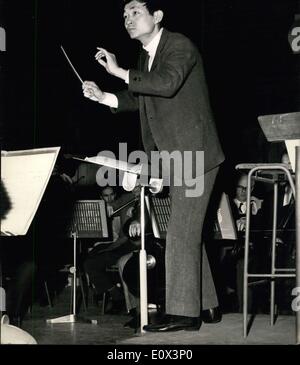 Mar. 14, 1965 - Japanese Conductor makes his London Debut with the London Symphony Orchestra tonight - Mr. Seiji Ozawa, from Tokyo associate conductor of the New York Philharmonic Orchestra, who at the age of 29, finds himself at the top of his career, will make his London debut when he conducts the London Symphony Orchestra at the Festival Hall this evening. Photo Shows: Mr. Ozawa pictured as he conducted the London Symphony Orchestra during rehearsals at the Festival Hall this morning. Keystone Stock Photo