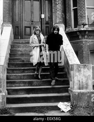 Michael Chaplin and his wife Barbara leaving their home Stock Photo