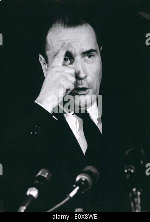 Sep. 21, 1965 - Left -wing Candidate for French Presidency holds press conference : M . Francois Mitternad, a former cabinet minister the left Inc candidate for the french presidency, held a press conference in Paris To-day. Photo shows M. Francois Mitterand pictured Luring his press conference. Stock Photo