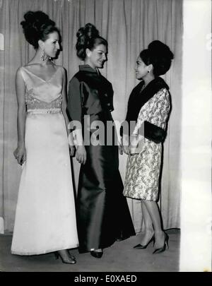 Jan. 01, 1966 - Sukarno's wife in Rome: Ratna Sari Dewi, wife of Dr. Sukarno of Indonesia, is paying a short visit to Rome, during which she visited a famous fashion house to renew her wardrobe. Photo shows Madame Sukarno (right) pictured with two of the mannequins, when she visited a famous Rome fashion house. Stock Photo